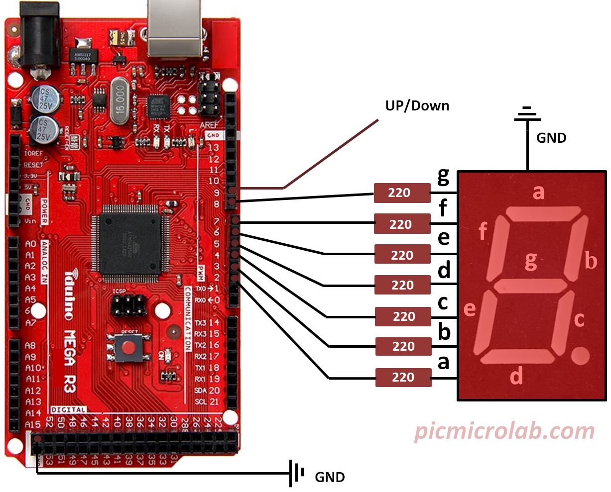 arduino 7 segment display counter
