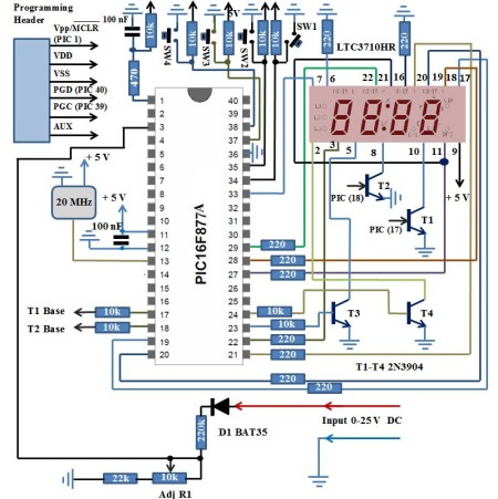 Simple Digital Voltmeter – PIC16F877A Schematics – Microcontroller ...