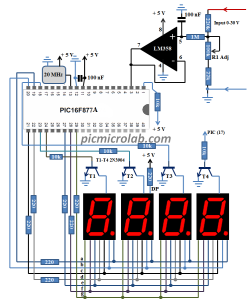 10 Bit 7-Segment Digital Voltmeter Schematic