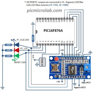 AD9850 Interface Schematic