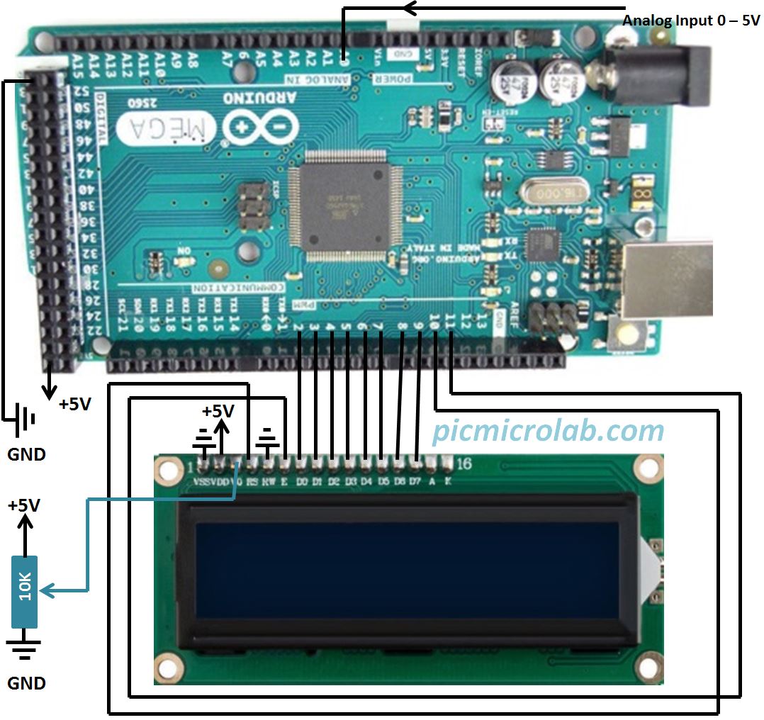 Arduino-LCD-Bargraph-Voltmeter-Schematic