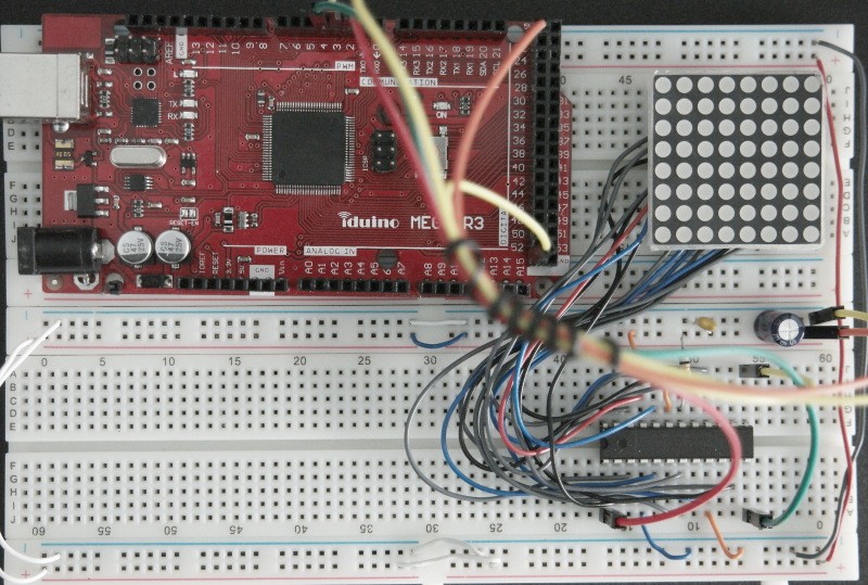 8x8-LED-Dot-Matrix-Display-with-Arduino-Prootype-Board