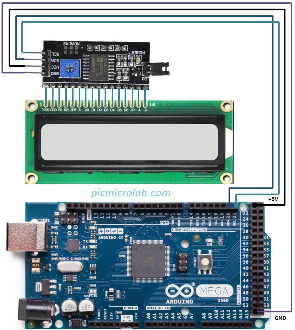 I2C Serial LCD Interface Module Arduino Schematic