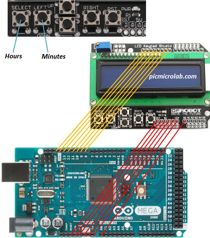 Digital-Clock-with-1602-LCD-Shield-Board-for-Arduino-Schematic