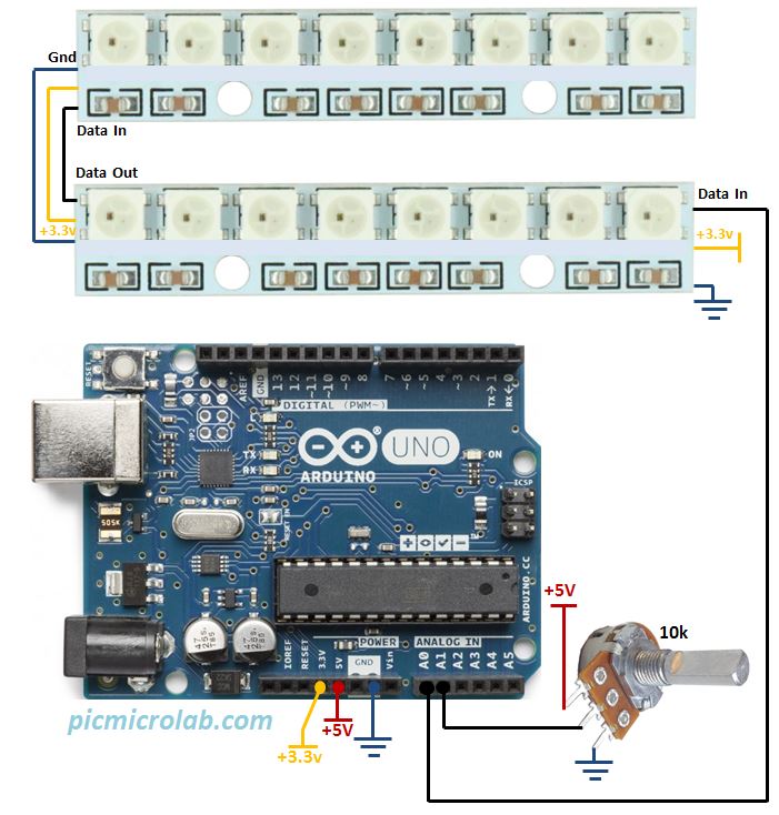 RGB LED Bar Graph Schematic for Arduino