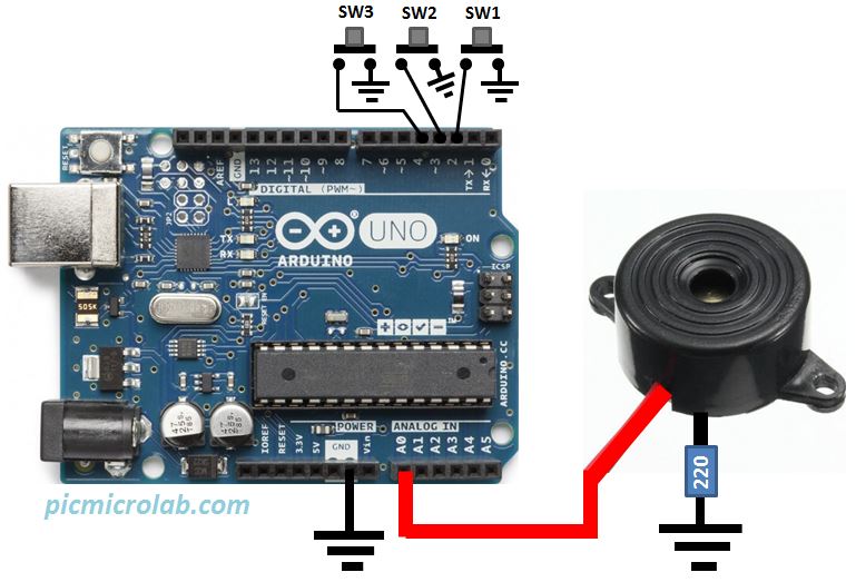 Making a siren using Arduino Schematic